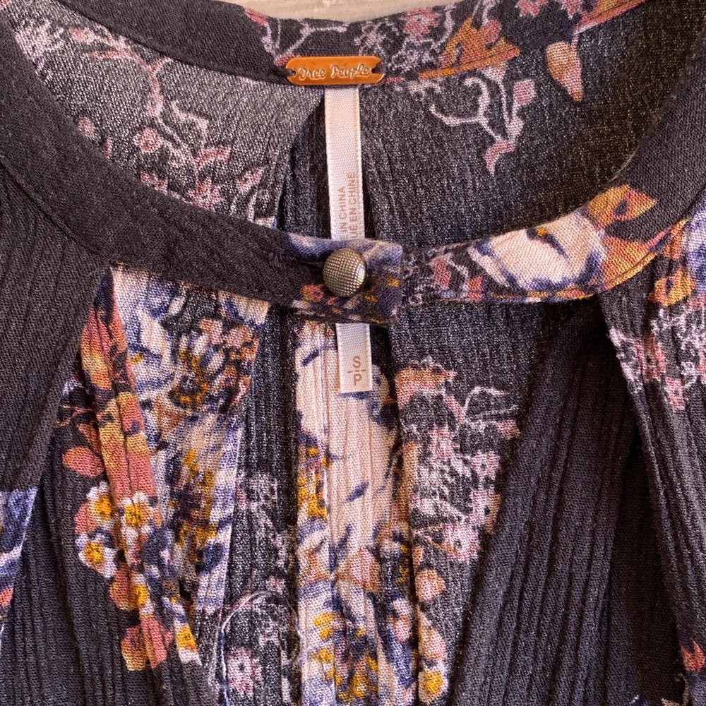 Free People S Tree Swing Tank Top Tunic Dress Sleeveless Keyhole Raven Black. - Picture 6 of 15
